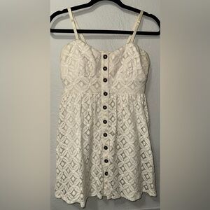 Vintage Wet Seal Off White Lace Button Down Spaghetti Strap Country Boho Dress